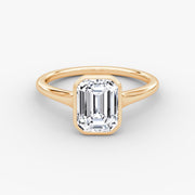 Emerald Cut - Bezel Ring - 18 K Gold